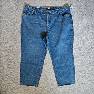 Good American Good Girlfriend Jeans 22 Short or 22 Petite NEW Mid-Rise Blue